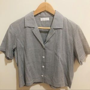 Oak + Fort striped cropped shirt